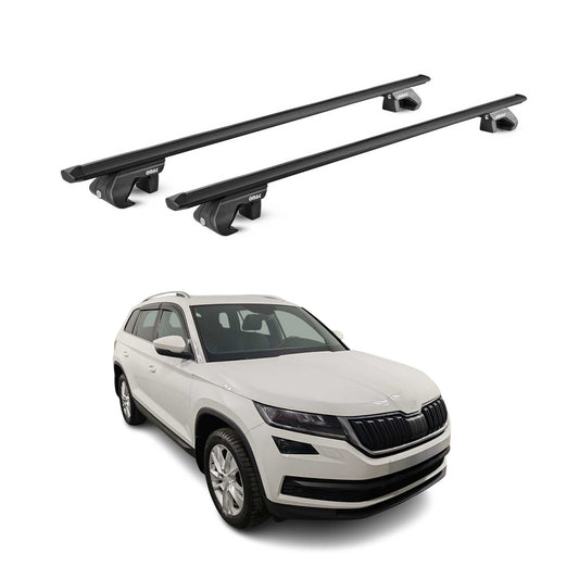 Dachträger Grundtäger für Skoda Kodiaq 2016-2024 90kg Alu Schwarz 2 tlg ABE OMAC DE