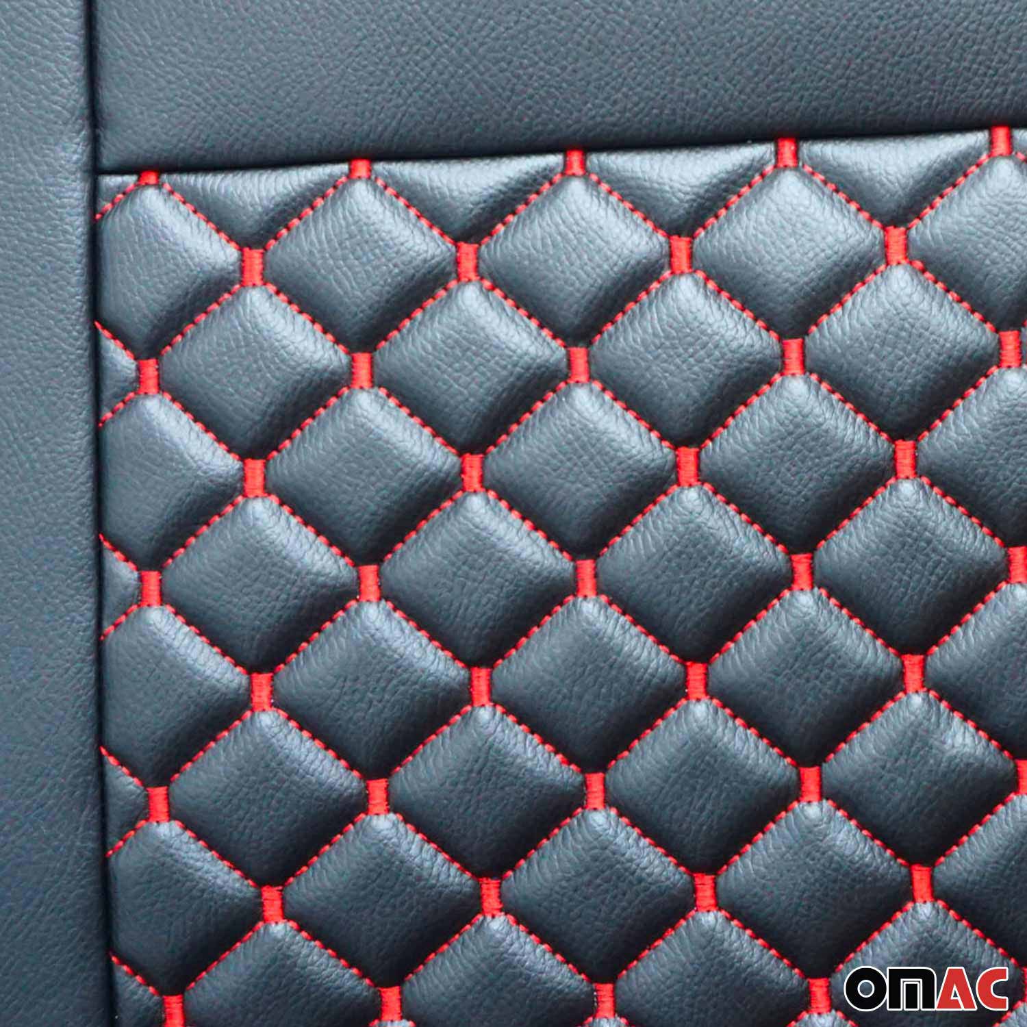 Sitzbezüge Schonbezüge für Ford Transit 2014-2025 Kunstleder Schwarz Rot 1tlg OMAC DE