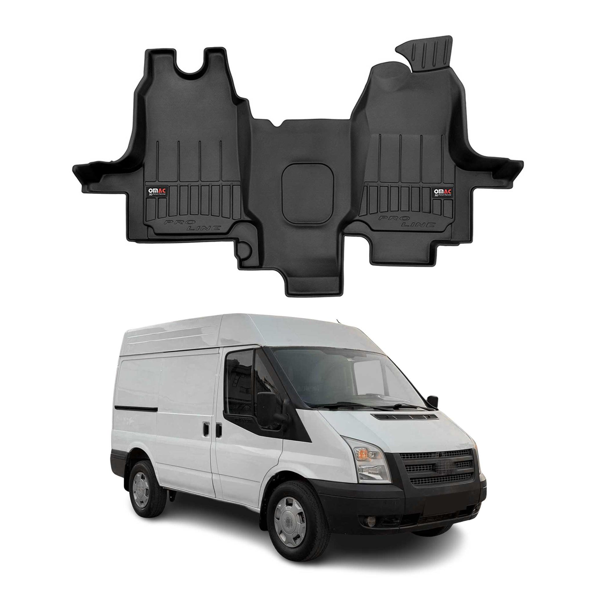 OMAC Gummi Fußmatten für Ford Transit 2000-2013 Premium 3D Automatten Schwarz OMAC DE