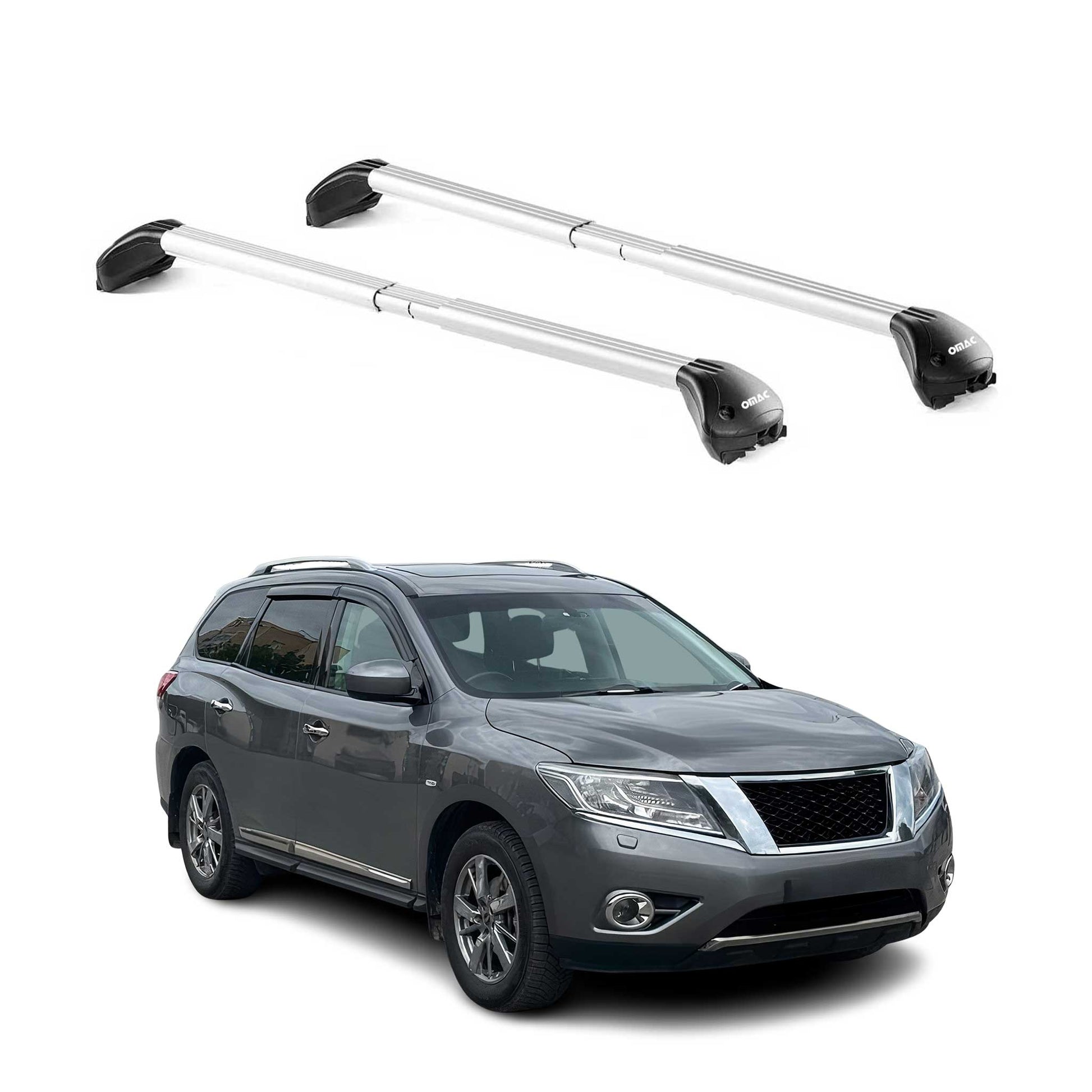 Dachträger für Nissan Patfhinder R52 2013-2020 5 tür 100kg Alu Silber 2x ABE OMAC DE