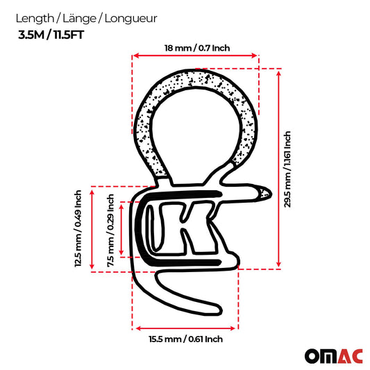Auto Türdichtung 3.5M Gummidichtung Kantenschutz für Peugeot 307 2001-2009 OMAC DE