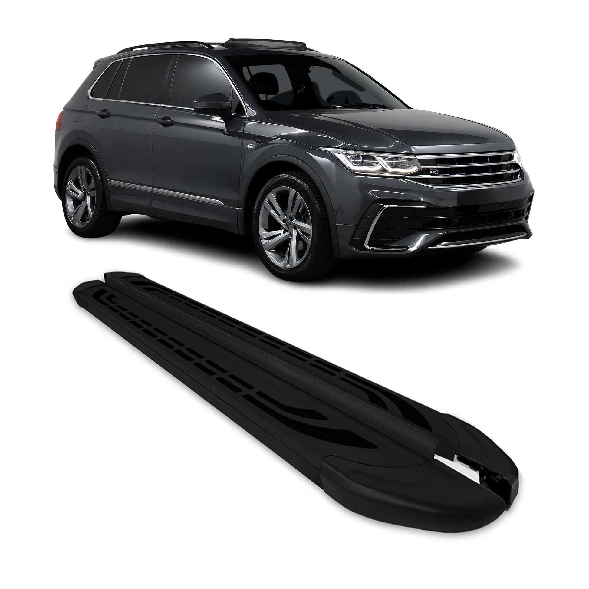 Trittbretter Schweller Seitenbretter für VW Tiguan 2016-2024 Alu Schwarz 2X OMAC DE