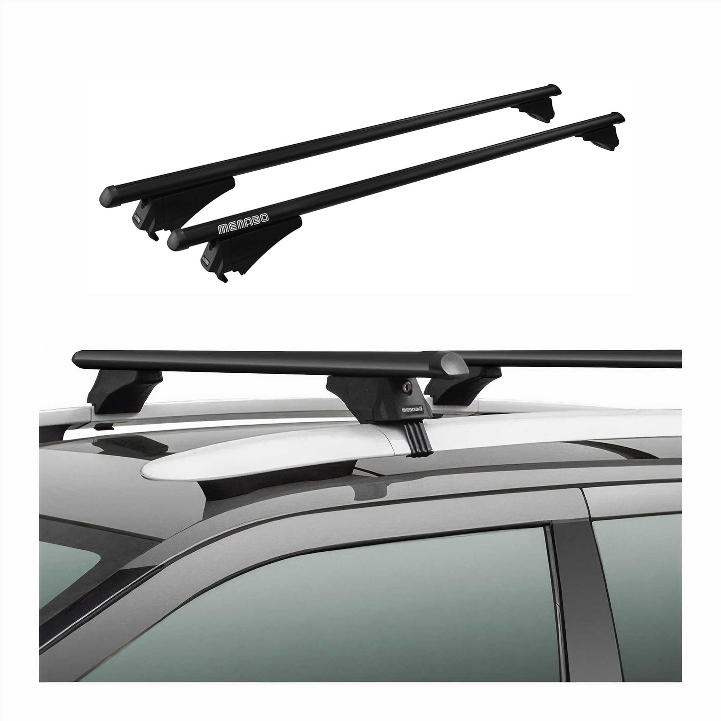 Menabo Dachträger Grundtäger für VW Tiguan mk2 2016-2020 Pre-FL 75kg Alu Schwarz OMAC DE