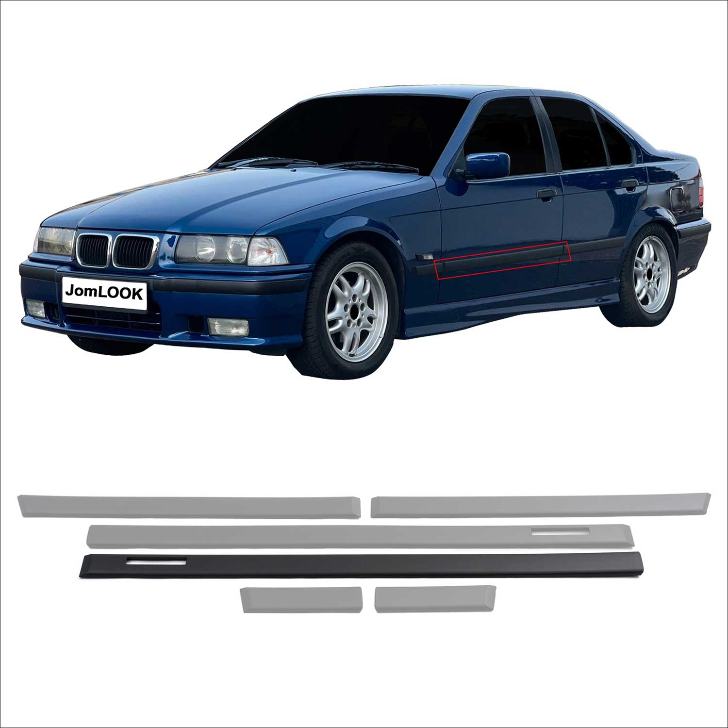 JOM Seitenleisten Türleisten für BMW 3er E36 Limo Touring schwarz 6tlg OMAC DE