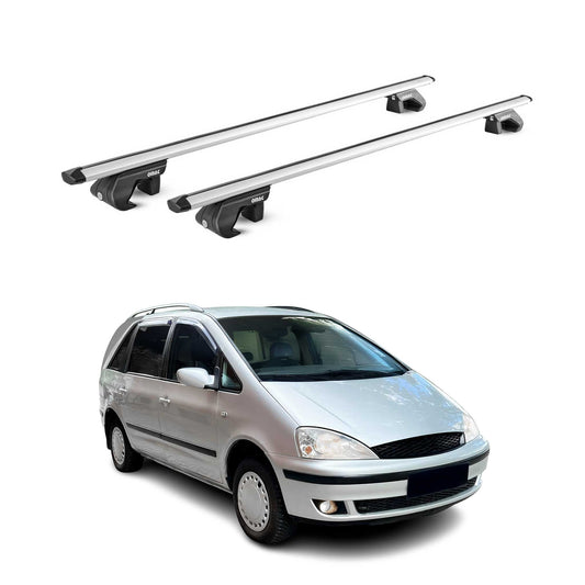 Dachträger Grundtäger für Ford Galaxy 1995-2006 5 tür 90kg Alu Silber 2 tlg ABE OMAC DE