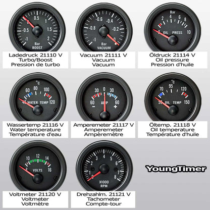 Zusatzinstrument Öldruck Youngtimer Ø52mm Universalle schwarz