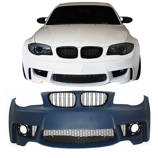 JOM Frontstoßstange für BMW E81/E82/E87/E88 2004-2013 Doppelrippen Grill Schwarz OMAC DE