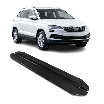 Seitenschweller Trittbretter für Skoda Karoq 2017-2025 Schwarz Aluminium 2 tlg OMAC DE