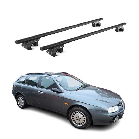 Dachträger für Alfa Romeo 156 Crosswagon 2003-2007 FL 5tür 90kg Alu ABE Schwarz OMAC DE