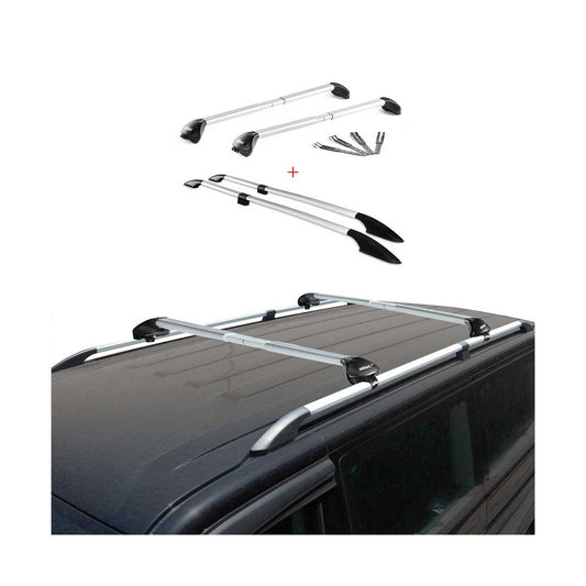 Dachreling + Dachträger Satz für Fiat Doblo 2010-2021 Langer L2 Alu Grau OMAC DE