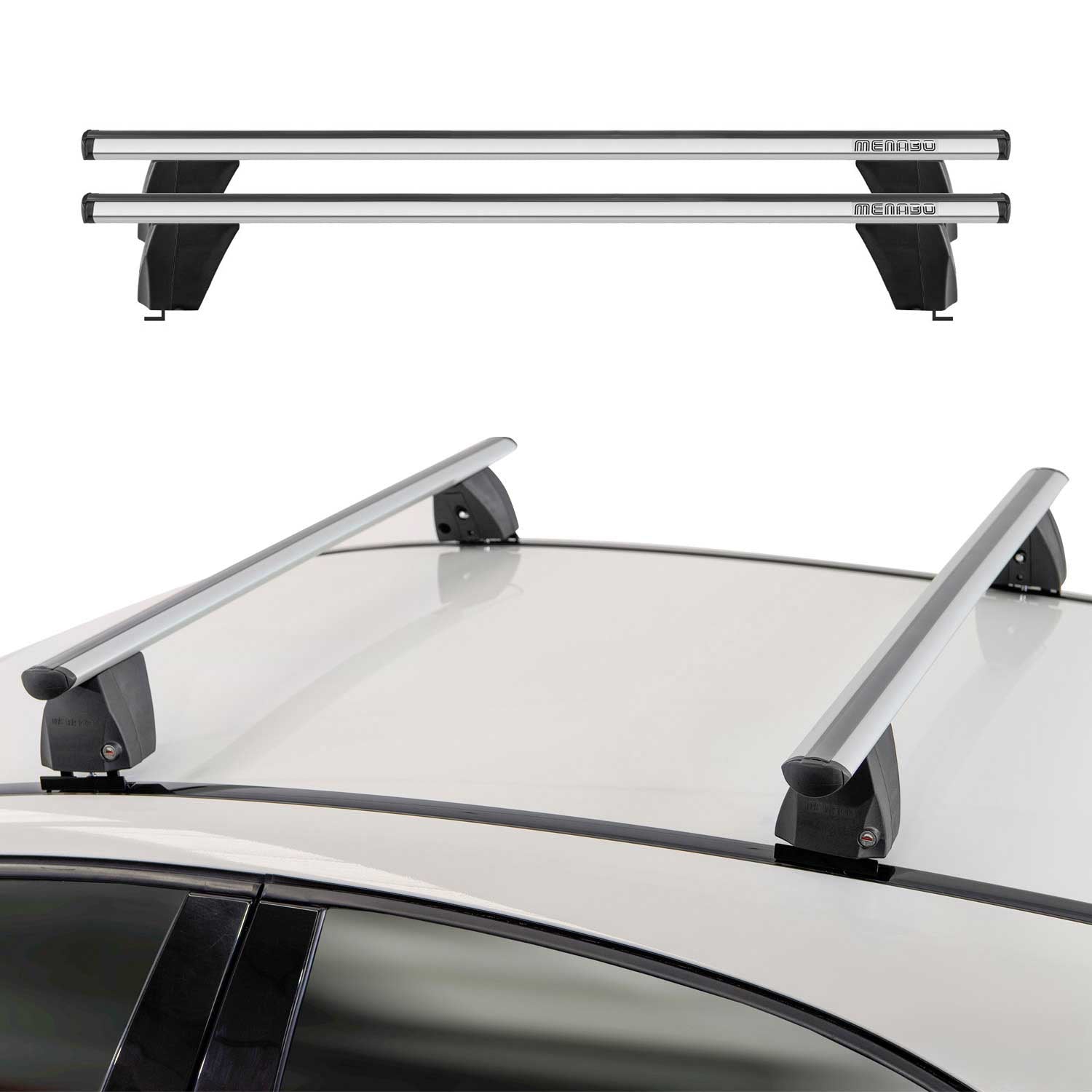 Menabo Dachträger Grundträger für Mercedes S Klasse W223 2020-2025 Alu Grau 2tlg OMAC DE