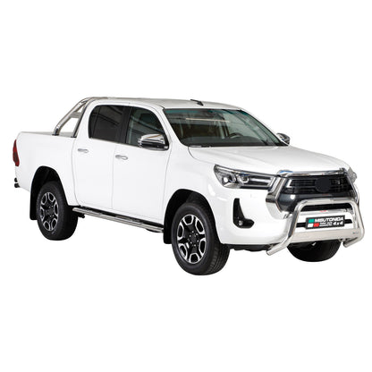 Frontbügel Frontschutzbügel für Toyota Hilux 2021-2025 Silber Schutz ø63mm Stahl OMAC DE
