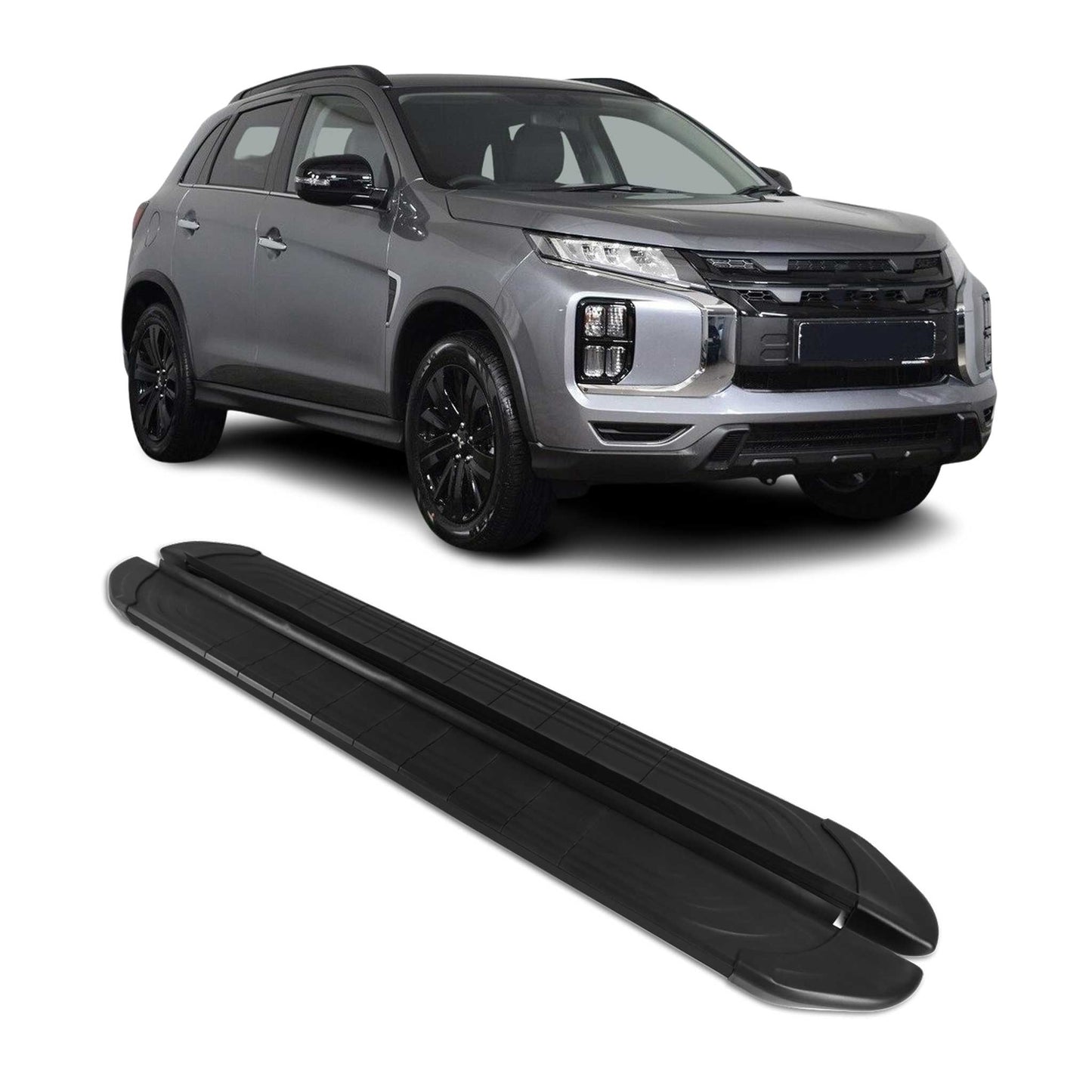 Seitenschweller Trittbretter für Mitsubishi ASX 2023-2025 Schwarz Alu 2 tlg OMAC DE