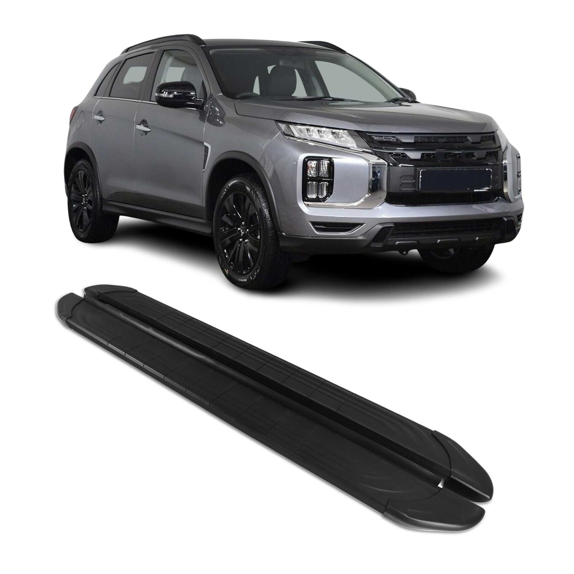 Seitenschweller Trittbretter für Mitsubishi ASX 2023-2025 Schwarz Alu 2 tlg OMAC DE