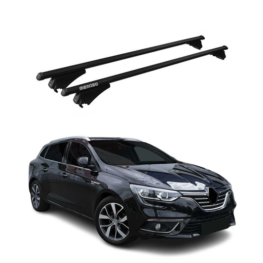 Menabo Dachträger für Renault Megane Grandtour 2016-2019 75kg Alu Schwarz 2x OMAC DE