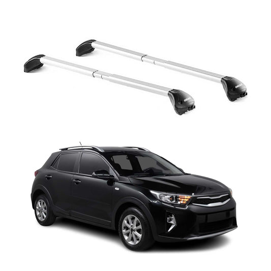 Dachträger Grundtäger für Kia Stonic 2017-2025 100kg Aluminium Silber 2 tlg ABE OMAC DE