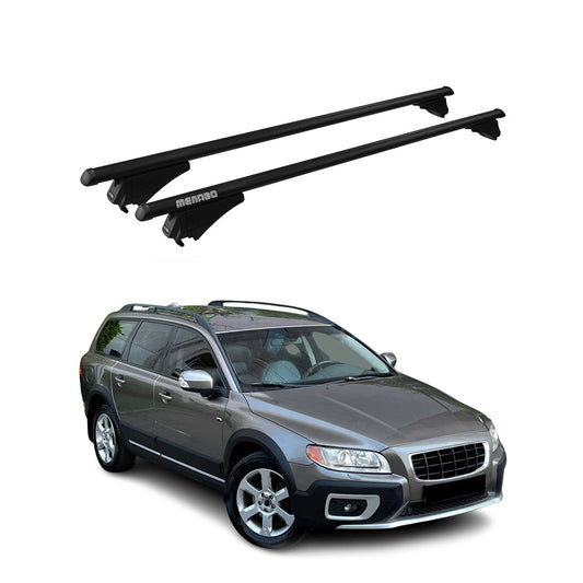 Menabo Dachträger Grundtäger für Volvo XC70 mk3 2007-2016 75kg Alu Schwarz 2 tlg OMAC DE