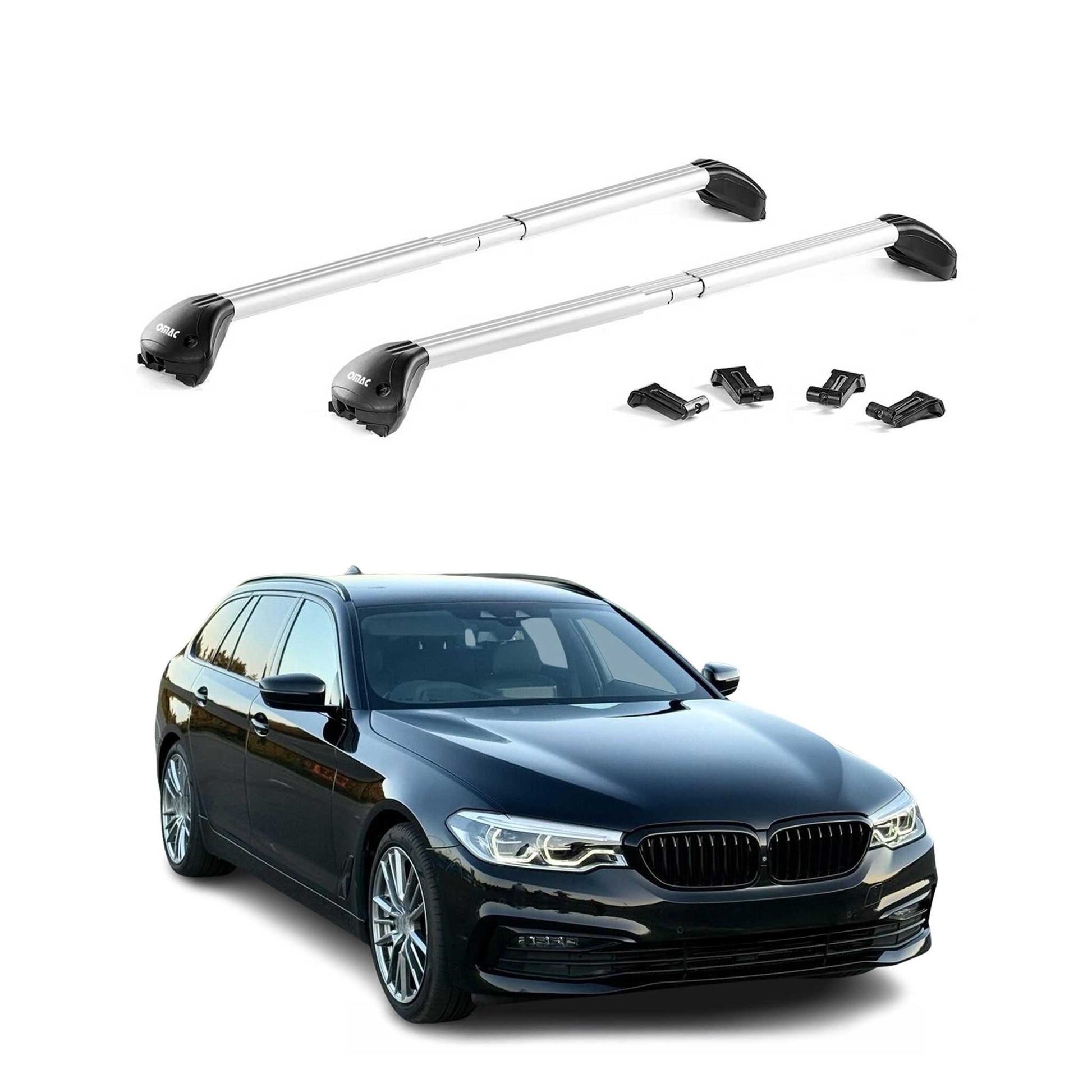 Dachträger Grundtäger für BMW 5er Touring G31 2017-2023 100kg Alu Silber 2x ABE OMAC DE