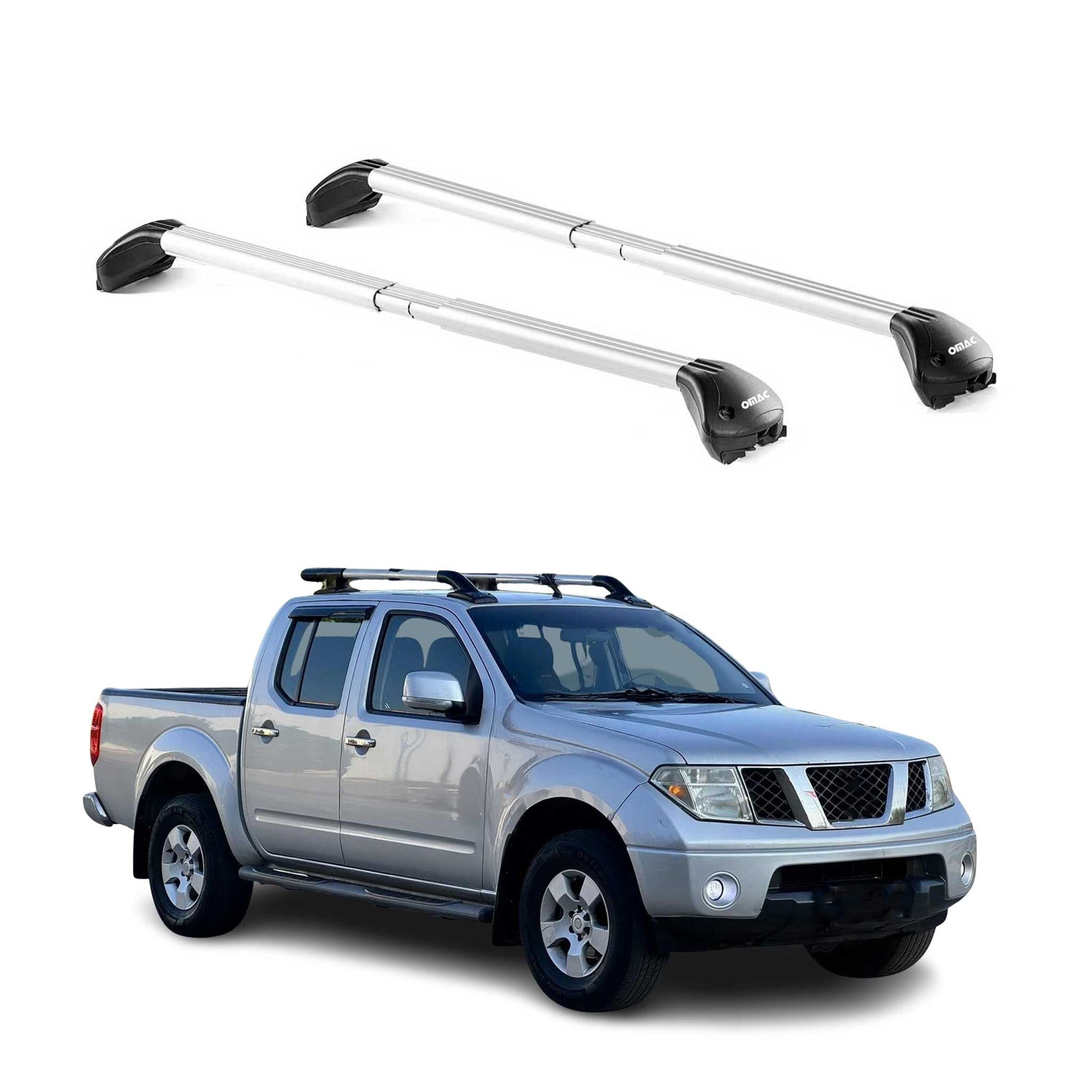 Dachträger Grundtäger für Nissan Navara 2004-2025 4 tür 100kg Alu Silber 2x ABE OMAC DE