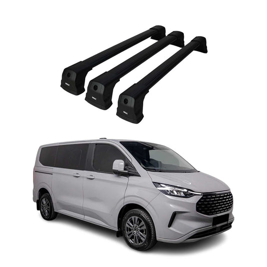 Dachträger für Ford Transit Custom / Tourneo Custom 2023-2025 75kg Schwarz 3 tlg OMAC DE