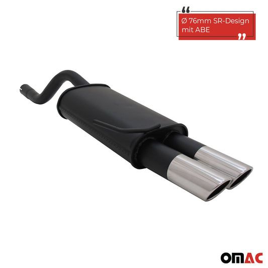 Novus Sportauspuff für Renault Clio 2 2x76mm SR-Design Endschalldämpfer mit ABE OMAC DE