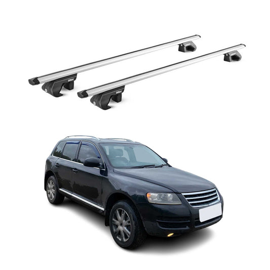 Dachträger Grundtäger für VW Touareg mk2 2010-2018 5 tür 90kg Alu Silber 2x ABE OMAC DE