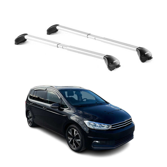 Dachträger Grundtäger für VW Touran 2003-2025 5 tür 100kg Alu Silber 2 tlg ABE OMAC DE