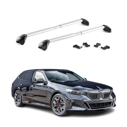 Dachträger Grundtäger für BMW 5er G61 Touring 2024-2025 100kg Silber Alu 2x ABE OMAC DE