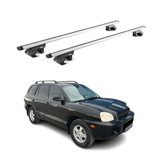Dachträger Grundtäger für Hyundai Santa Fe 2000-2006 90kg Alu Silber 2 tlg ABE OMAC DE