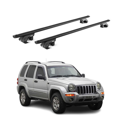 Dachträger für Jeep Cherokee KJ KK 2002-2013 5 tür 90kg Alu Schwarz 2x ABE OMAC DE