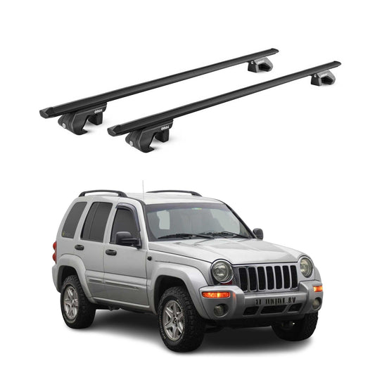 Dachträger für Jeep Cherokee KJ KK 2002-2013 5 tür 90kg Alu Schwarz 2x ABE OMAC DE