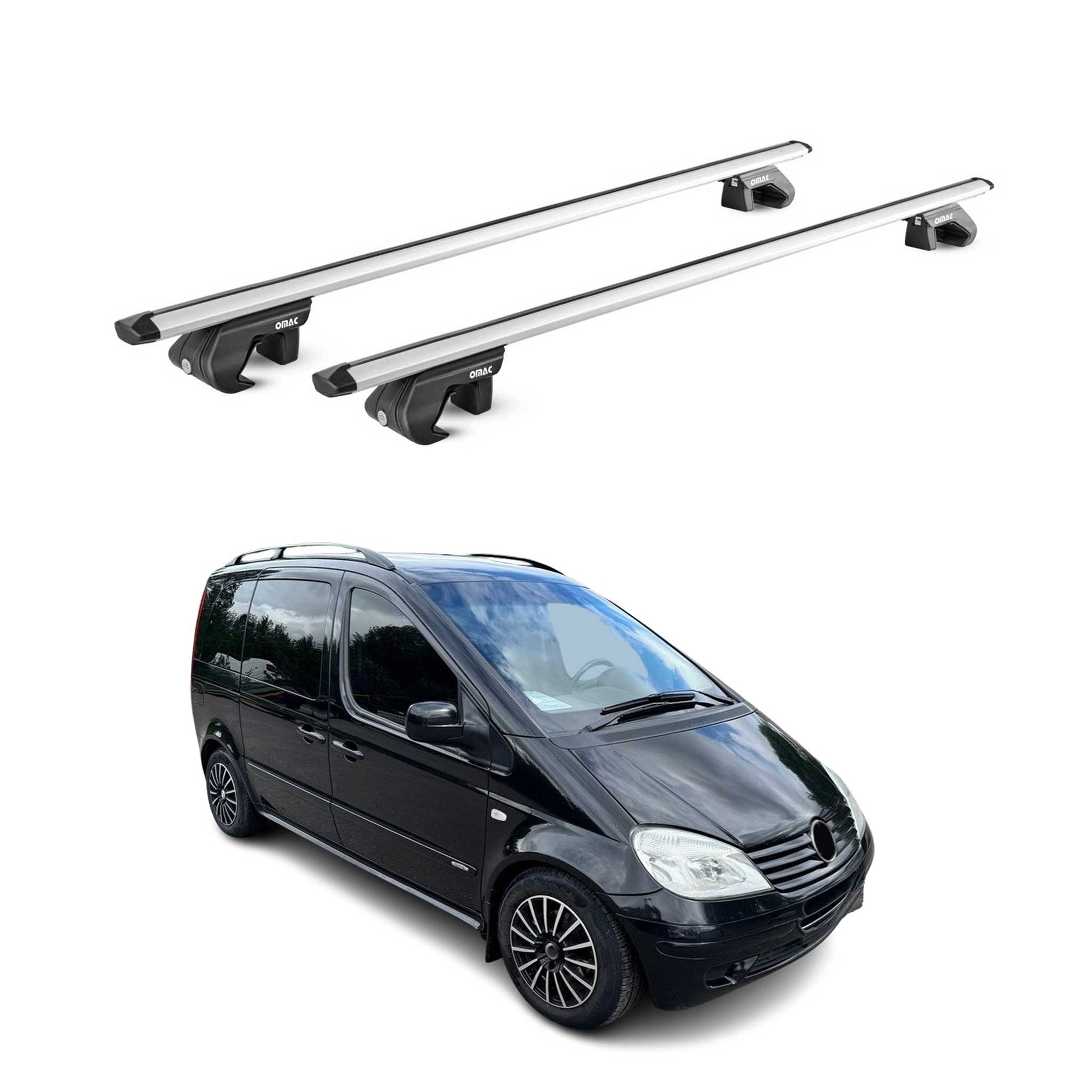 Dachträger Grundtäger für Mercedes Vaneo W414 2002-2005 5tür 90kg Alu ABE Silber OMAC DE