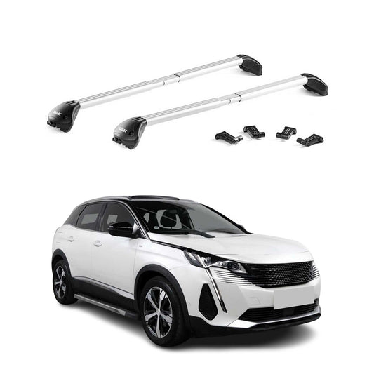 Dachträger Grundtäger für Peugeot 3008 2016-2023 100kg Alu Silber 2 tlg ABE OMAC DE