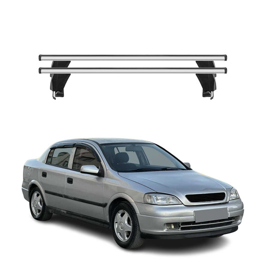 Menabo Dachträger Grundtäger für Opel Astra G 1998-2004 50kg Alu Silber 2tlg OMAC DE