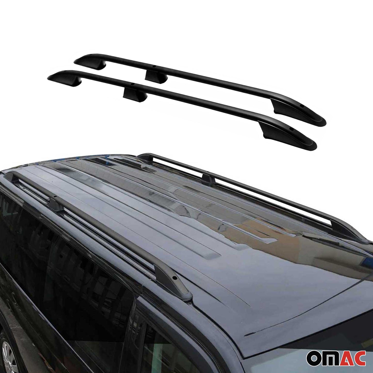 Dachreling Dachgepäckträger für Ford Transit Connect 2003–2013 Schwarz L2 Langer OMAC DE