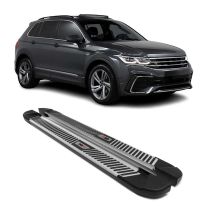 Trittbretter Schweller Seitenbretter für VW Tiguan 2016-202 Schwarz-Silber Alu OMAC DE