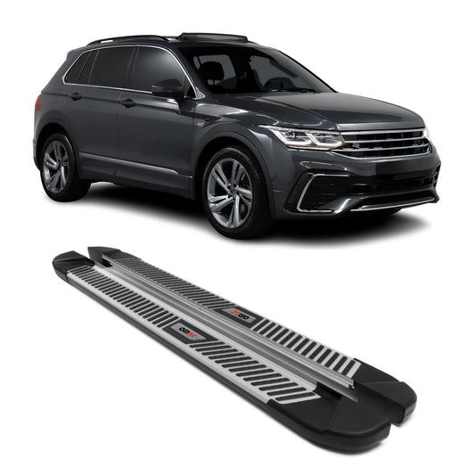 Trittbretter Schweller Seitenbretter für VW Tiguan 2016-202 Schwarz-Silber Alu OMAC DE