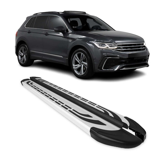 Trittbretter Schweller Seitenbretter für VW Tiguan 2016-2024 2X Aluminium Silber OMAC DE