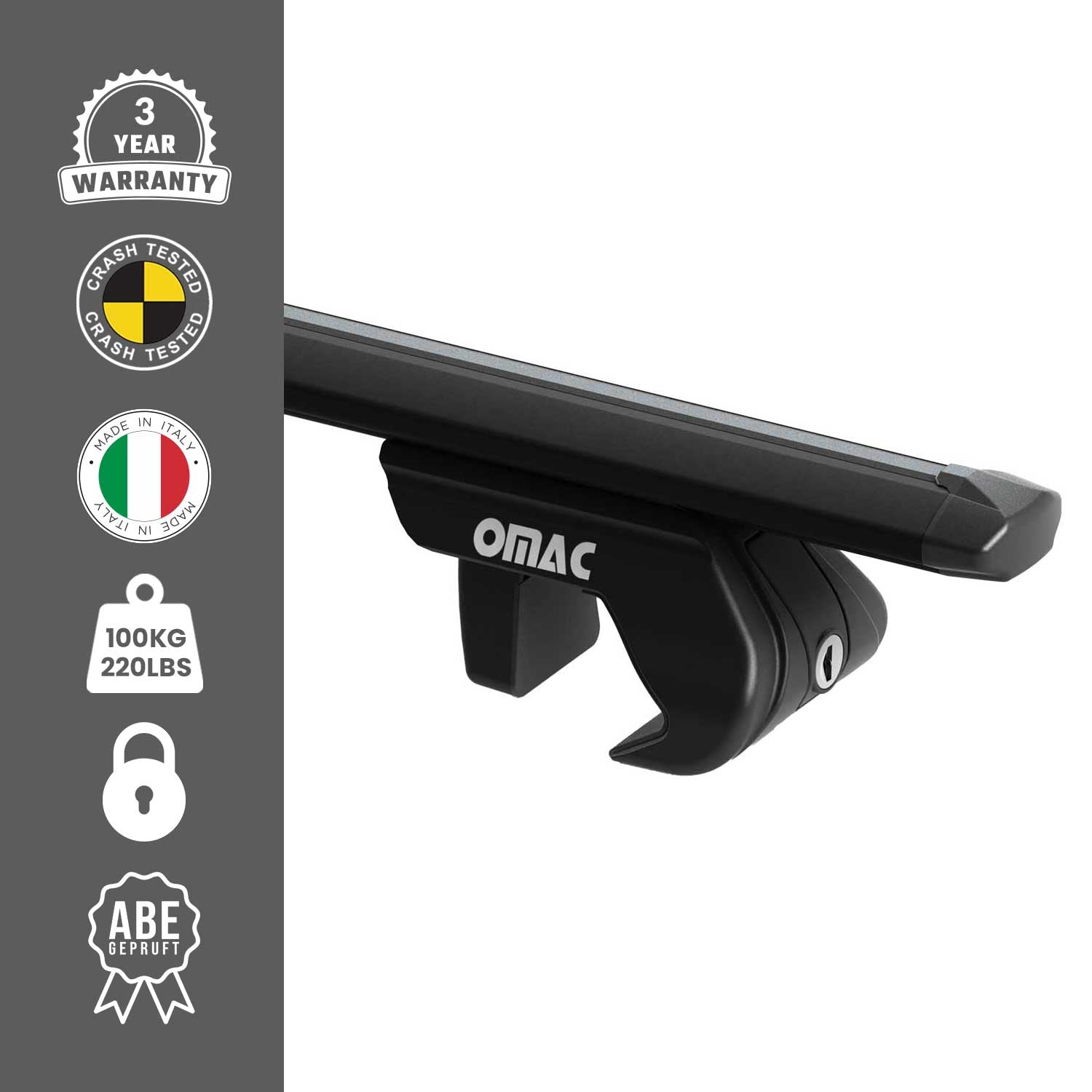 Alu Dachträger Gepäckträger Universal für Autos Schwarz ABE 2 tlg 135 cm OMAC DE