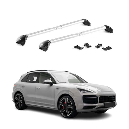 Dachträger Grundtäger für Porsche Cayenne 2018-2025 100kg Alu Silber 2 tlg ABE OMAC DE