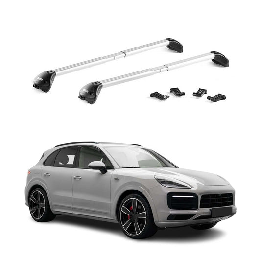 Dachträger Grundtäger für Porsche Cayenne 2018-2025 100kg Alu Silber 2 tlg ABE OMAC DE
