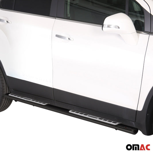 Edelstahl Seitenschweller Schwellerrohre für Chevrolet Trax 2013-2016 Schwarz OMAC DE