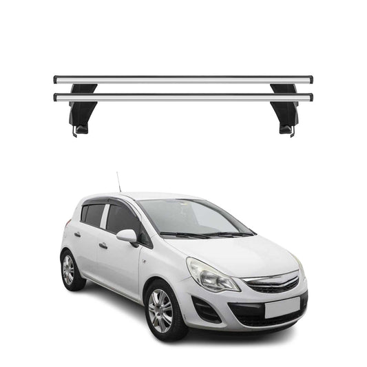 Menabo Dachträger Grundtäger für Opel Corsa D 2010-2014 FL 50kg Alu Silber 2tlg OMAC DE