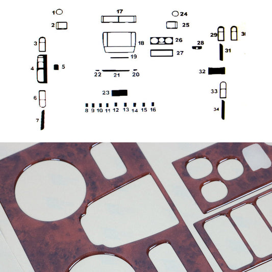 Mittelkonsole Cockpit Dekor für Passat 3B 1996-2005 26tlg Wurzelholz Optik OMAC DE
