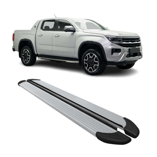 Trittbretter Seitenschweller für VW Amarok DoubleCab 2022-2024 Alu Silber 2 tlg - autoseifert.com