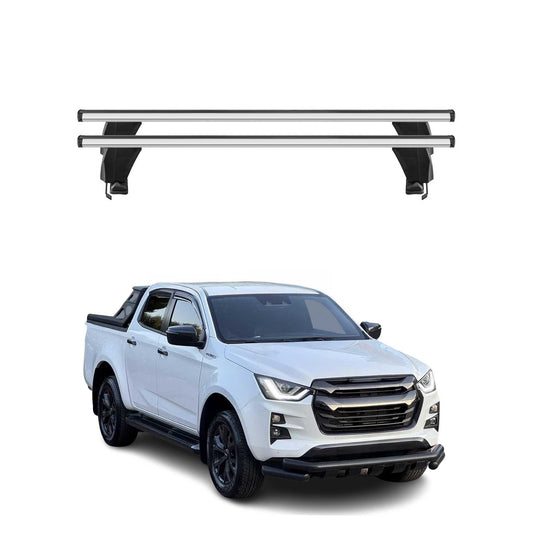 Menabo Dachträger Grundträger für Isuzu D-Max III 2019-2025 Alu Grau 2tlg OMAC DE