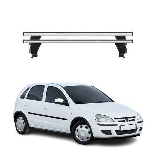 Menabo Dachträger Grundtäger für Opel Corsa C 2000-2006 50kg Alu Silber 2 tlg OMAC DE