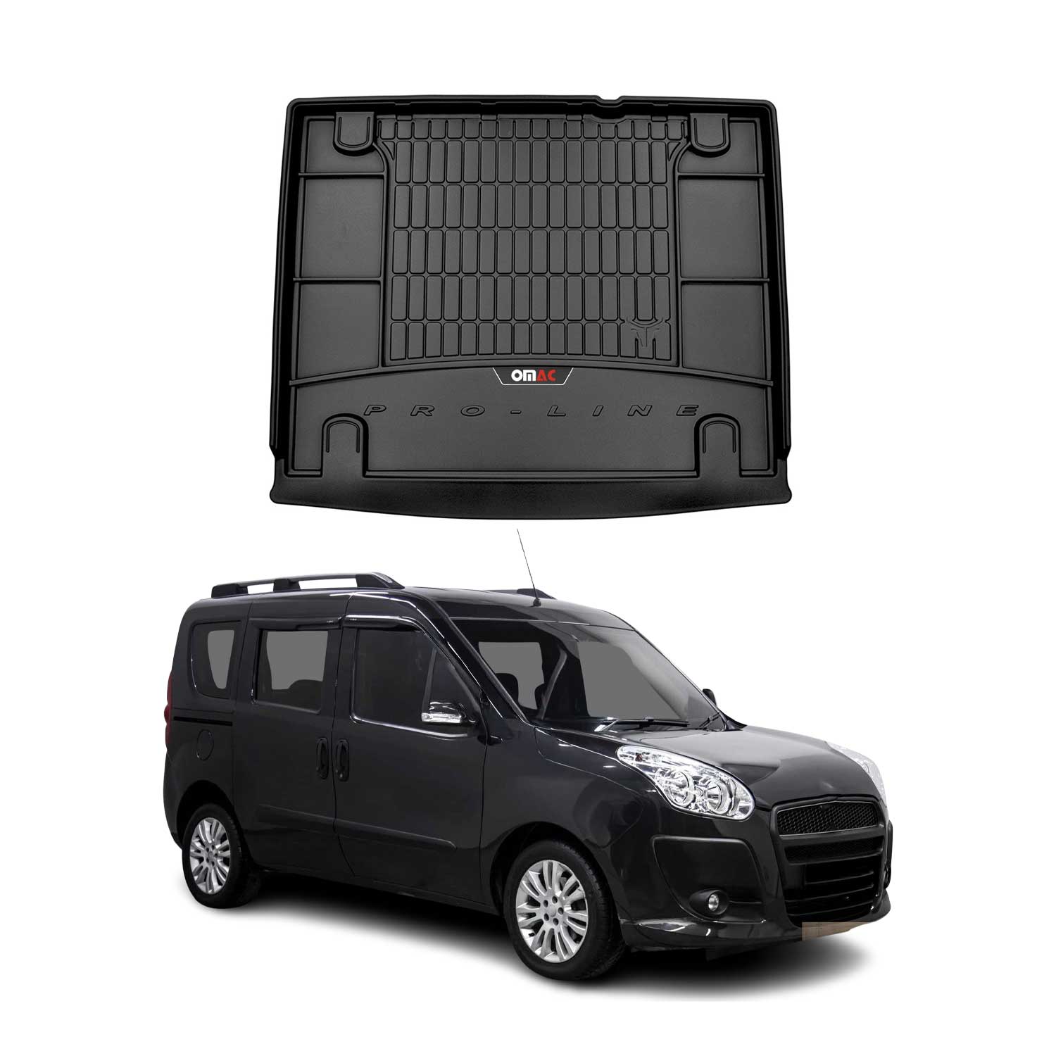 OMAC Gummi Kofferraumwanne für Fiat Doblo 2010-2021 TPE Laderaumwanne Schwarz OMAC DE