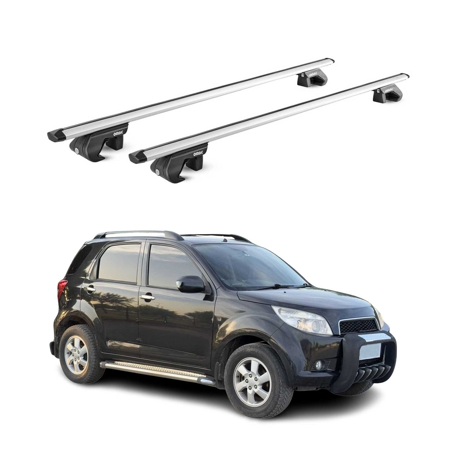 Dachträger Grundtäger für Daihatsu Terios 2006-2017 90kg Alu Silber 2 tlg ABE OMAC DE