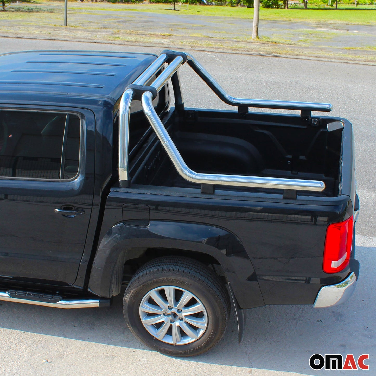 Überrollbügel Rollbar für Nissan Navara D22 1999-06 Gefärbten Stahl Ø76 Schwarz OMAC DE